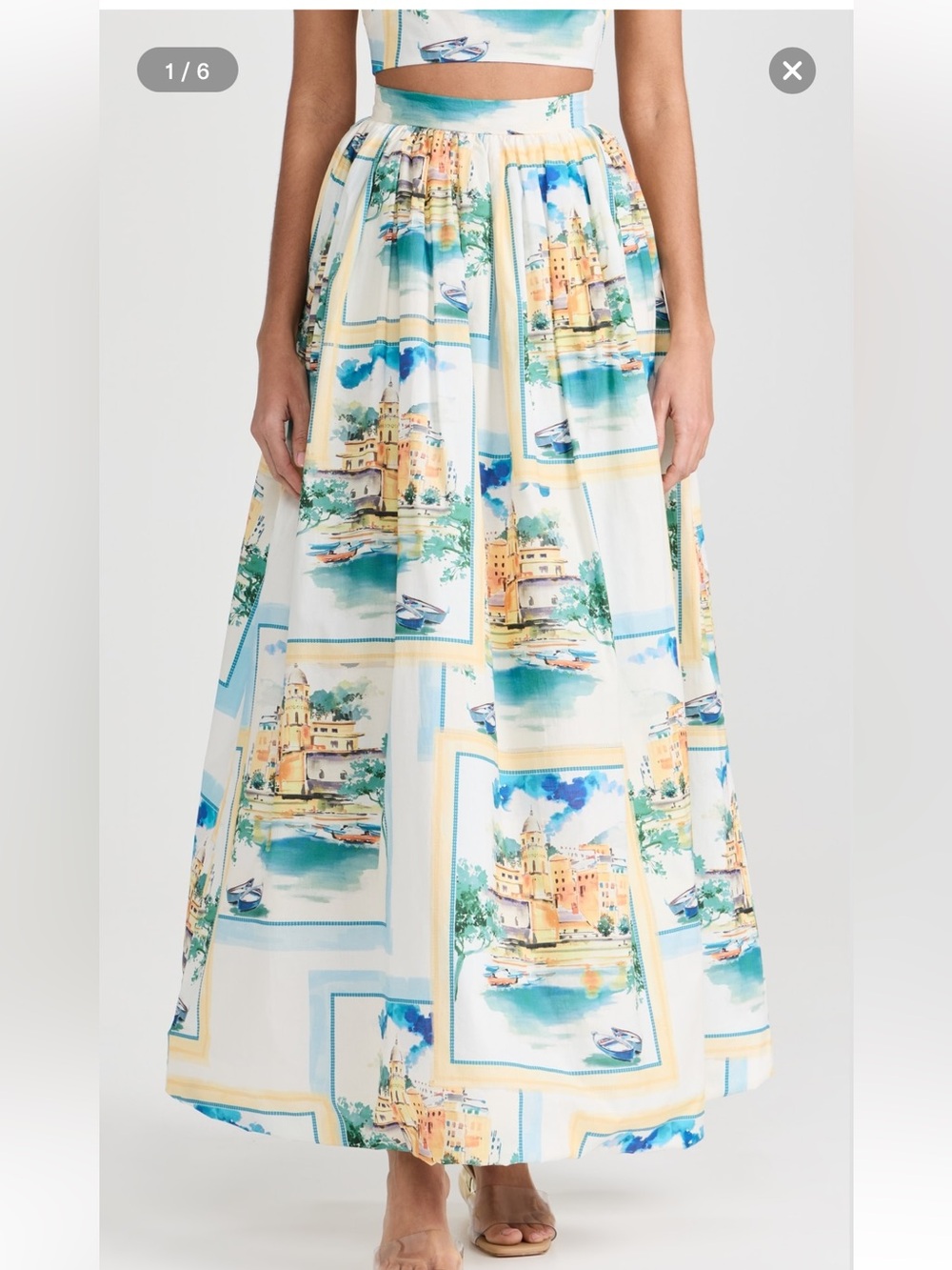 Elie Tahari Cotton Voile Mediterranean Print Maxi Skirt Size XS - Picture 1 of 12